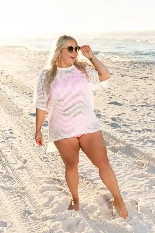 Summer Groove White Net Coverup