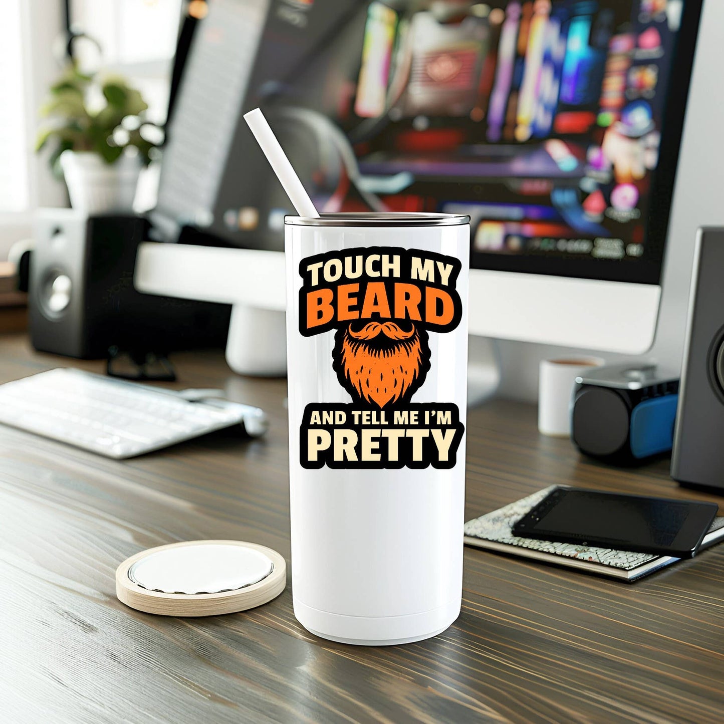 Funny Touch My Beard Vinyl Sticker