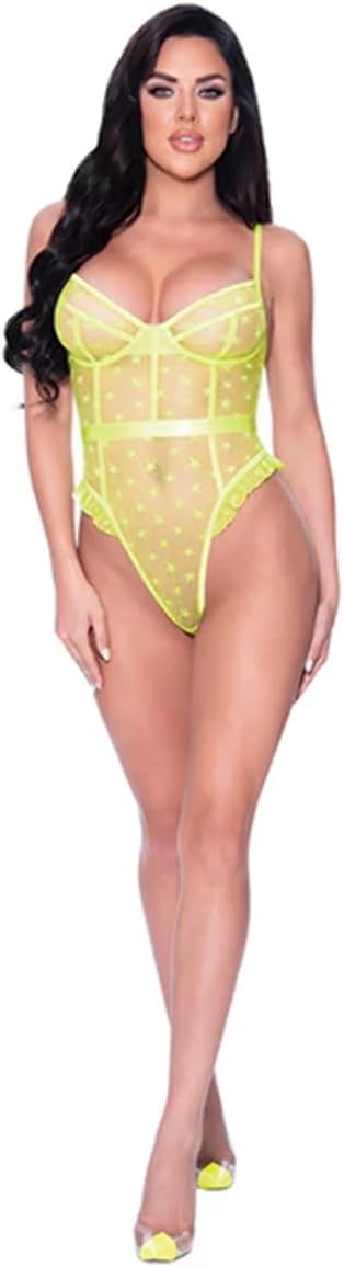 Love Mesh High Leg Teddy with Snap Cotch