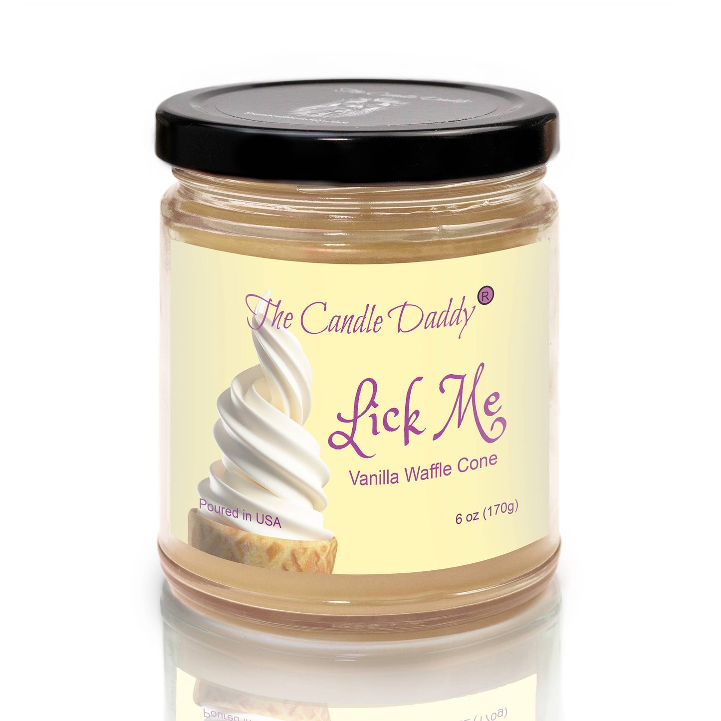 LICK ME - VANILLA WAFFLE CONE SCENTED - FUNNY 6OZ JAR CANDLE