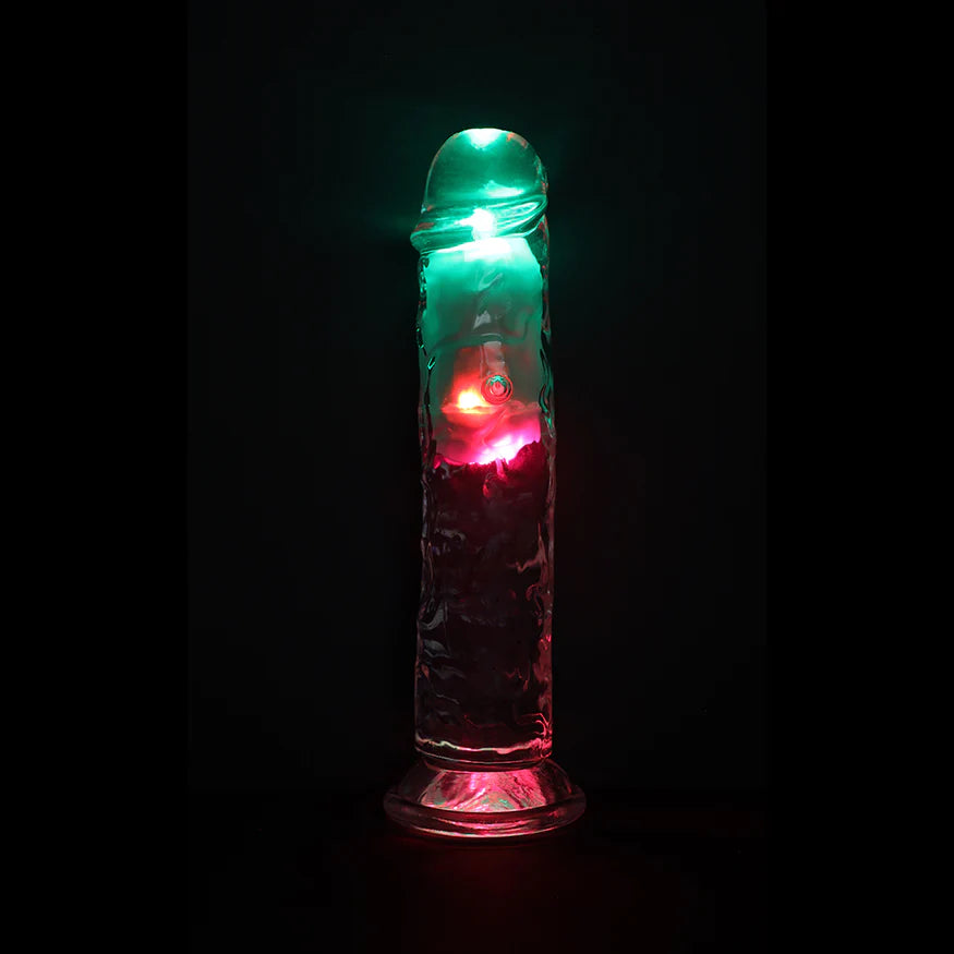 RealRock Wireless Rechargeable Remote Control LED Vibrating Dildo Clear