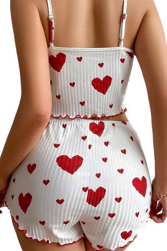 Heart Print cami short pajamas