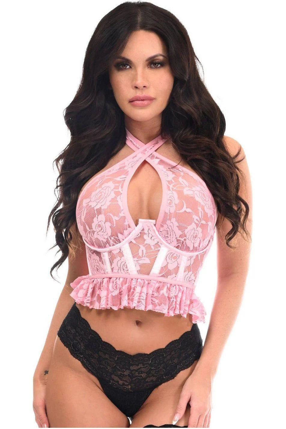 Lavish Lace Underwire Cincher w/Built In Halter Top - Small