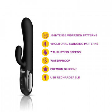 Hypnotic - Hot Pink - Thrusting Rabbit with Swinging Clitoral Stimulator