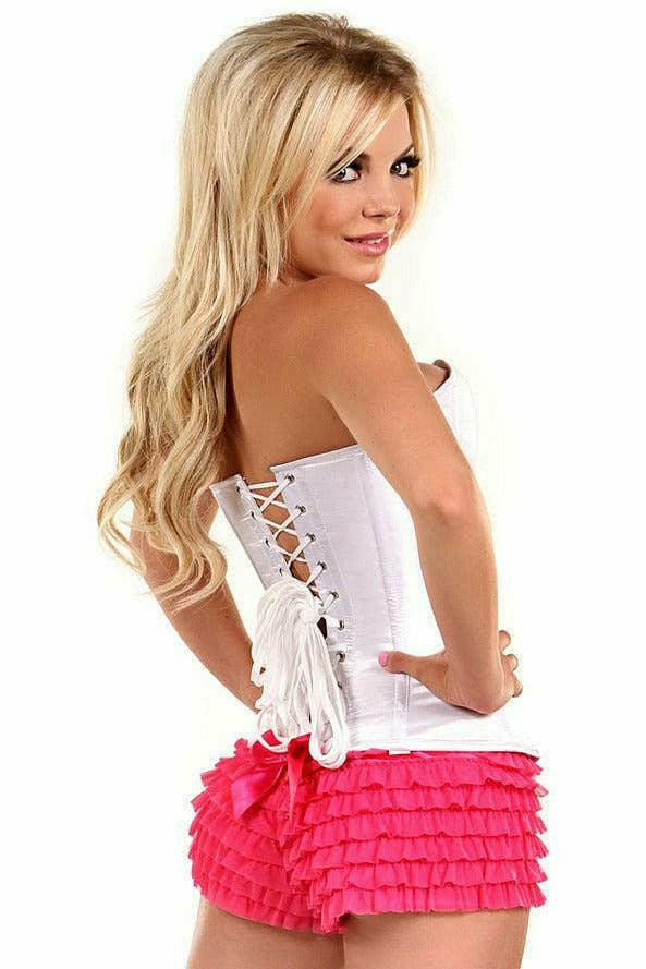 Lavish White Sweetheart Front Zipper Corset