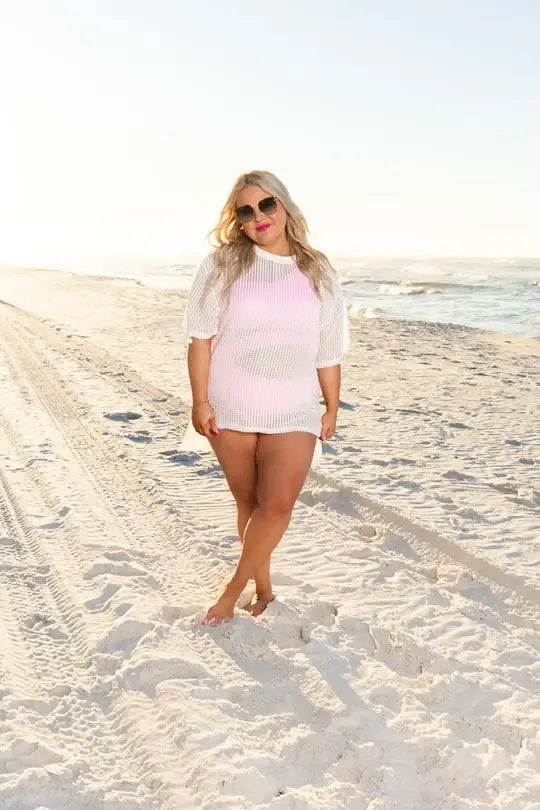 Summer Groove White Net Coverup