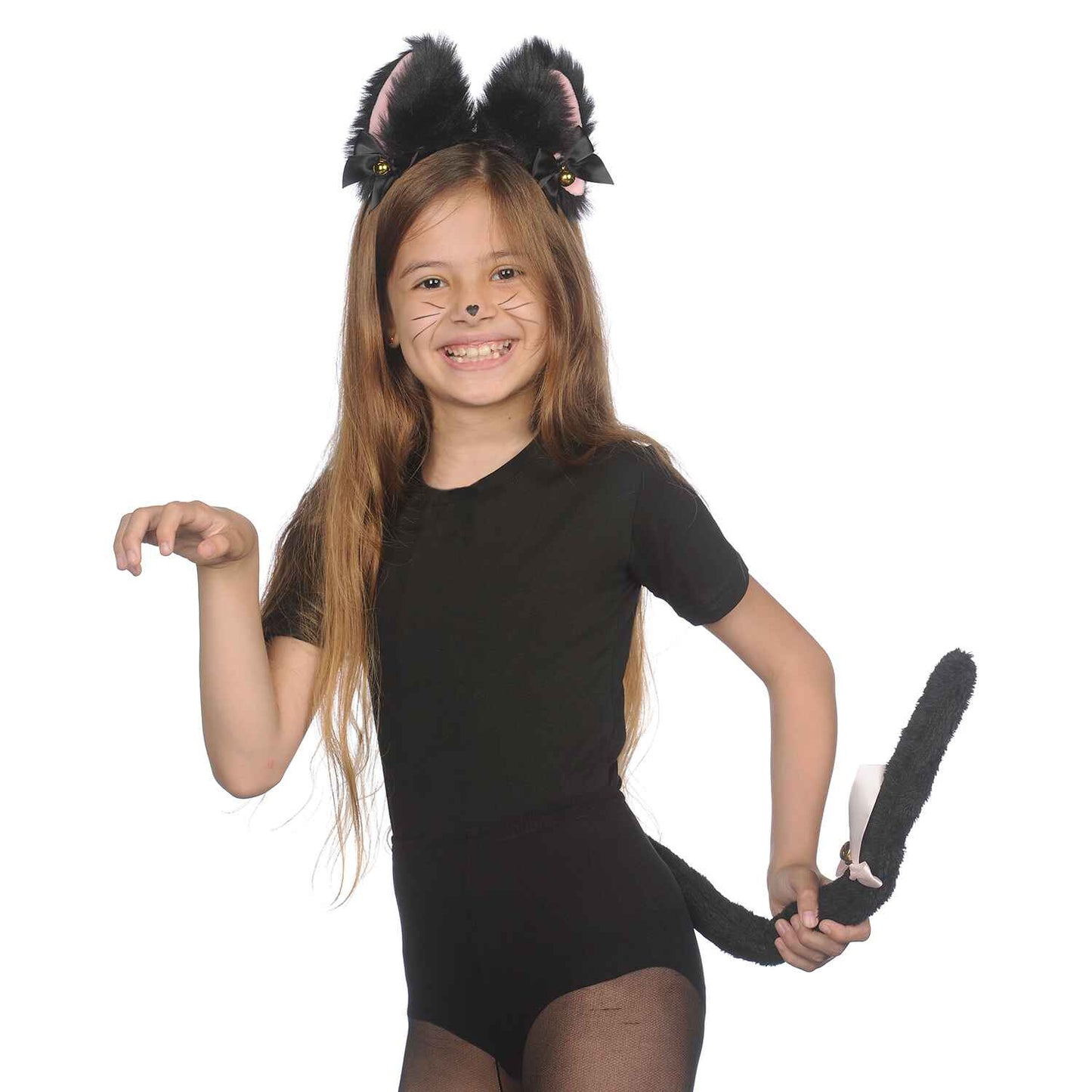 Black Cat Ears and Tail Set - Cat Ears Headband with Tail