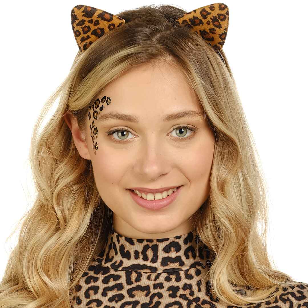 Cheetah Ears Headband with Tattoos - Headband with Tattoo