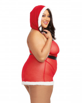 Santa Chemise, Belt, and Hat - Lipstick Red
