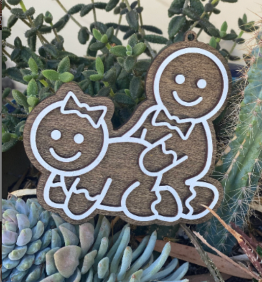 Doggie Style Faux-Gingerbread Naughty Wooden Ornament