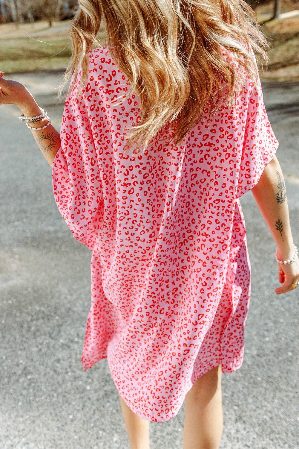 Relaxed Tie Neck Leopard Dress Swimsuit Coverup