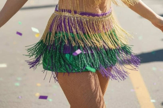 Mardi Gras 3 layer sequin frill skirt-Gold/Green/Purp