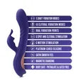 Blush | Harper 8.75 Inch G Spot Clitoral Dual Stimulation Silicone Rabbit Vibrator With 5 Shaft Vibrations - Midnight