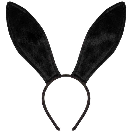 Black Bunny Ears Headband - Velvet Black Rabbit Ears