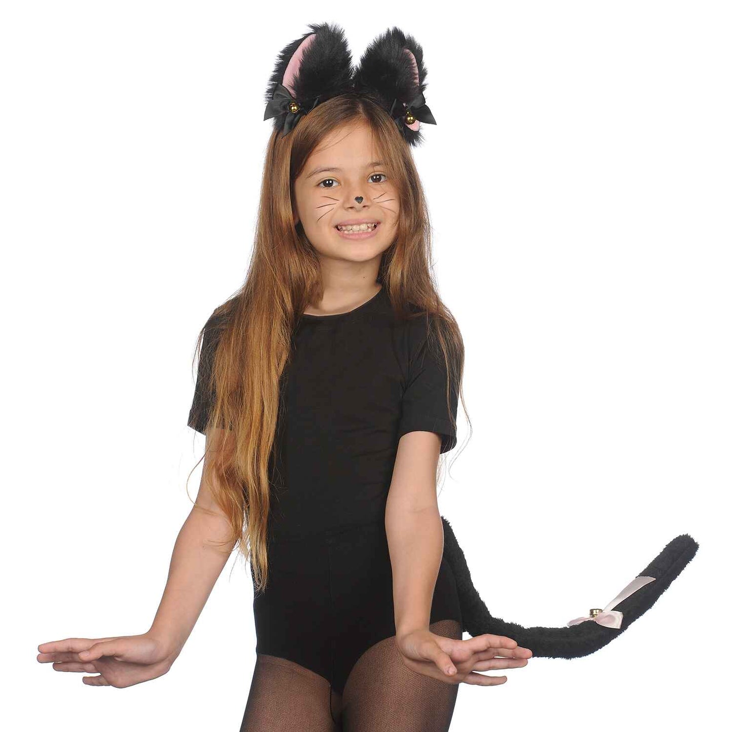 Black Cat Ears and Tail Set - Cat Ears Headband with Tail