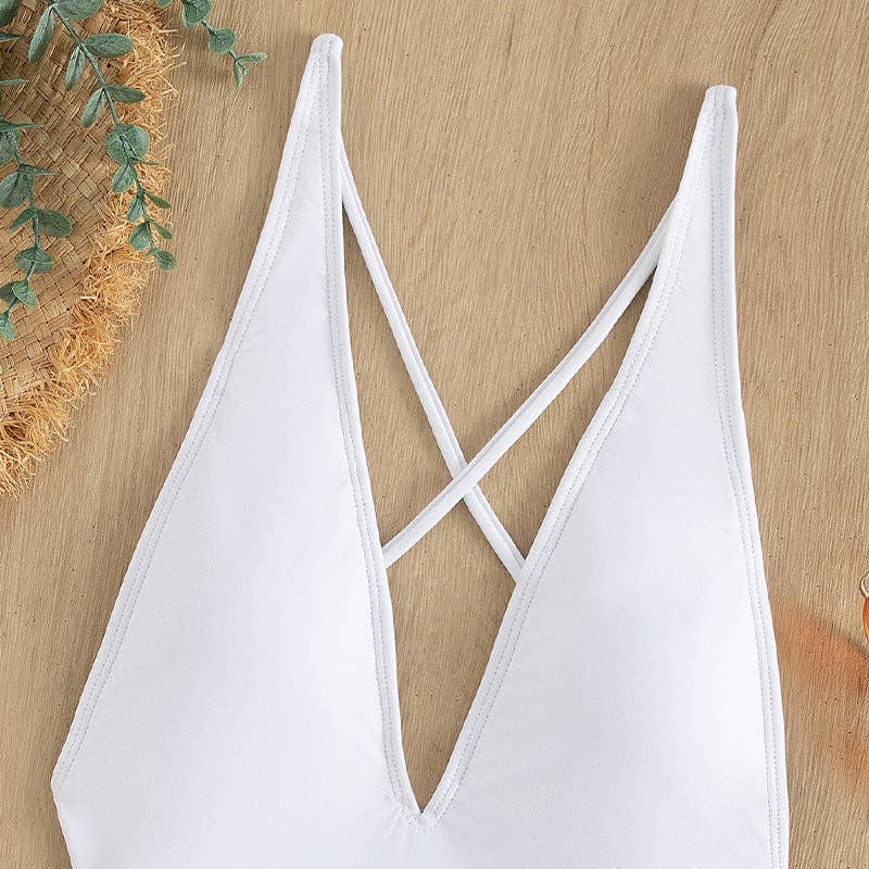 Ladies Solid Color Halter Neck Bikini Set RFD2109