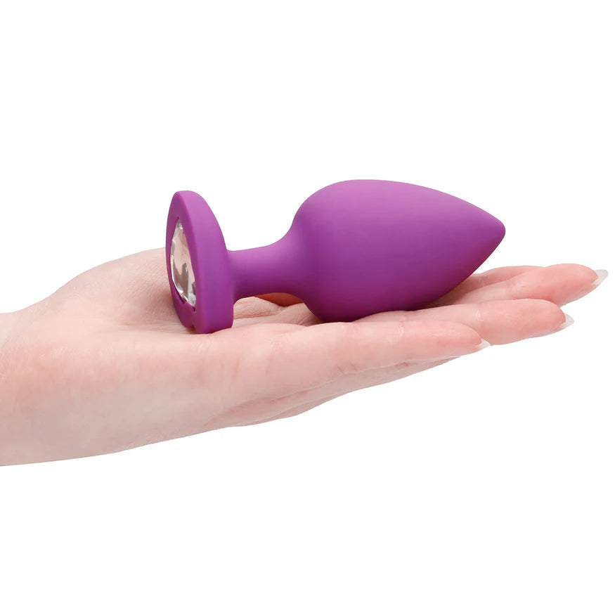 Ouch! Flexible Silicone Diamond Heart Butt Plug Purple