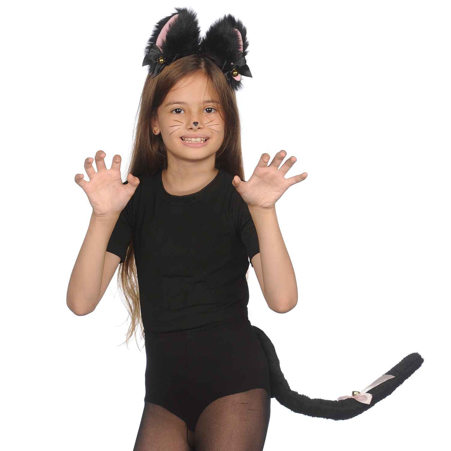 Black Cat Ears and Tail Set - Cat Ears Headband with Tail