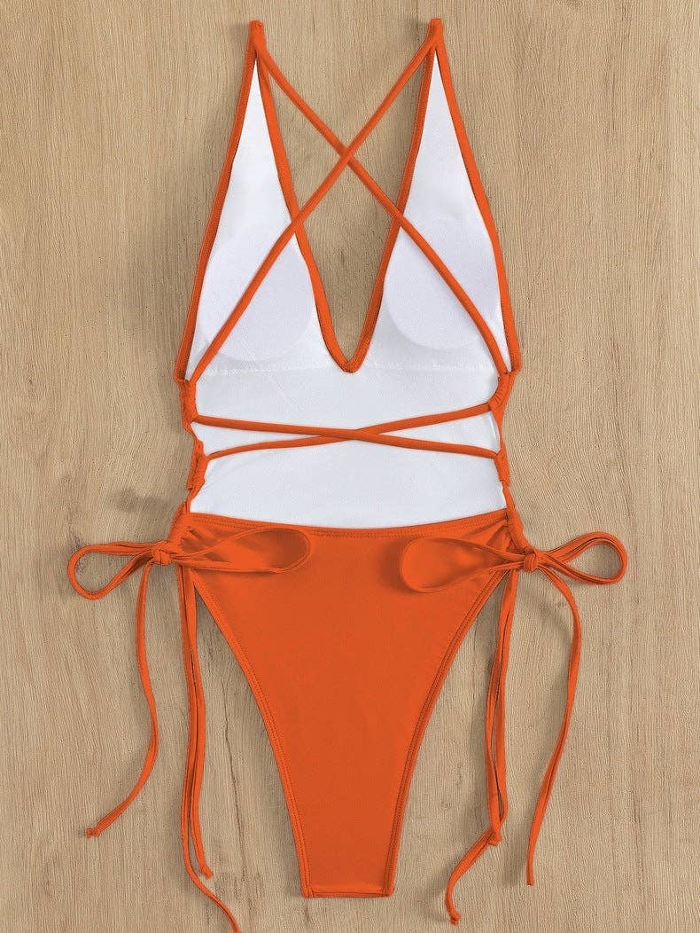 Ladies Solid Color Halter Neck Bikini Set RFD2109