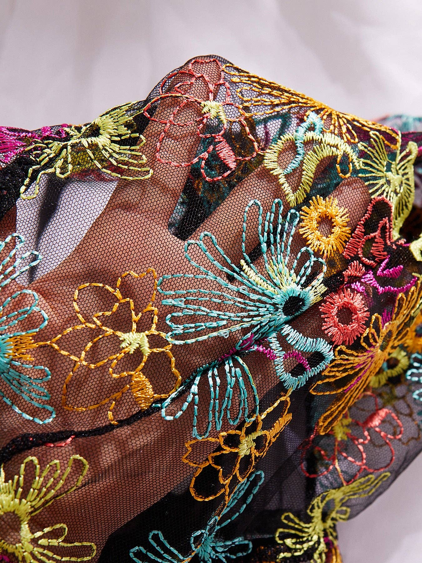 Ladies Rose Embroidery See Through Lingerie Teddy SKLG4038