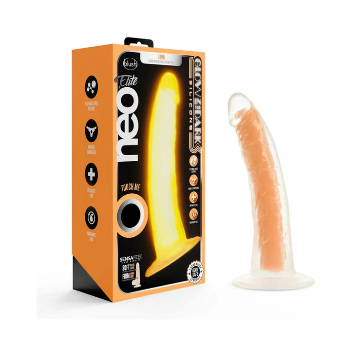 Neo Elite Glow in the Dark Viper 7 in. Dual-Density Dildo Neon Orange