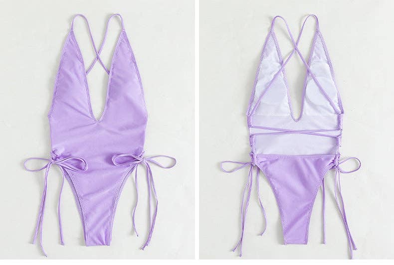 Ladies Solid Color Halter Neck Bikini Set RFD2109