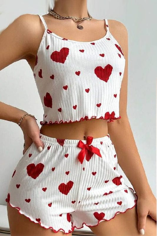 Heart Print cami short pajamas