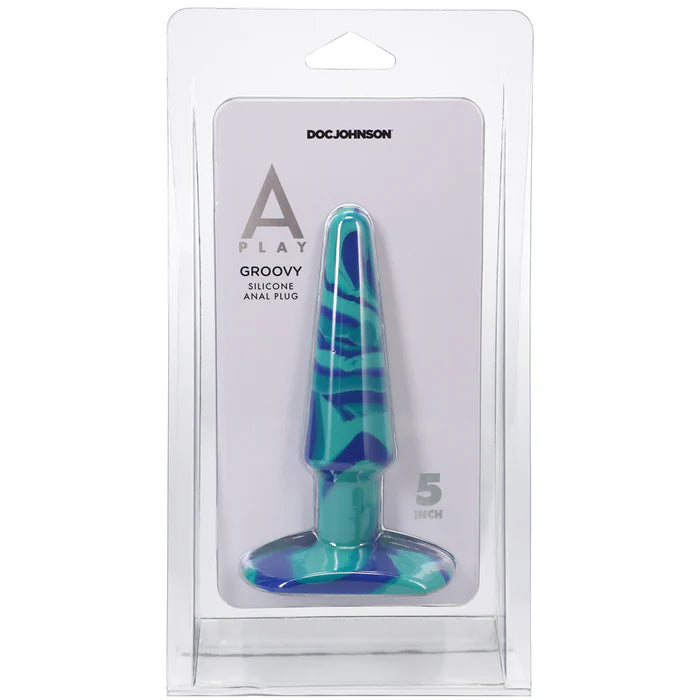 A-Play Groovy Silicone Anal Plug 5 Inch - Ocean
