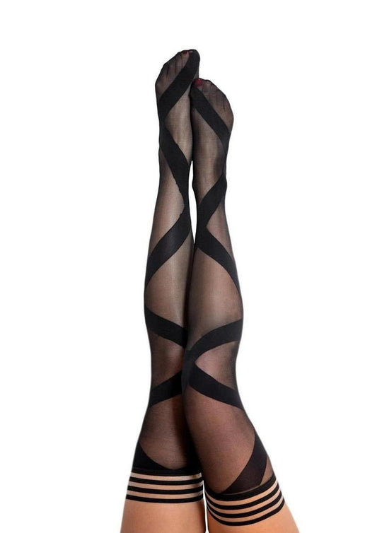 Kixies Jackie Ballet Style Thigh Highs - Black