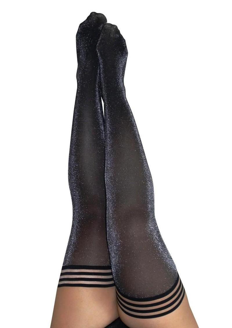 Kixies Kaylee Shimmer Thigh High Tights - Grey