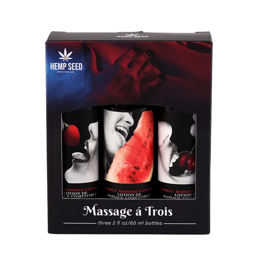 Earthly Body Massage-a-trois Edible Massage Lotion 3-Piece Gift Set Box