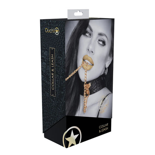 Ouch! International Rome Collection Collar with Leash Black