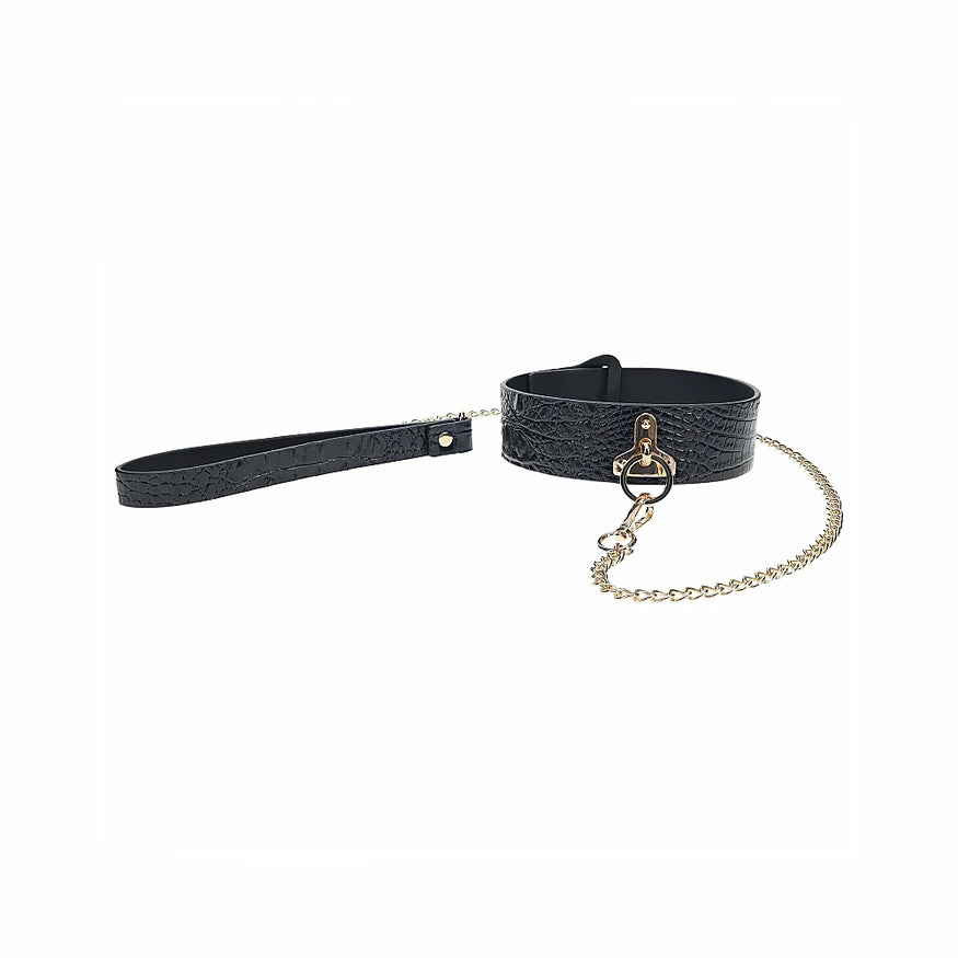 Ouch! International Rome Collection Collar with Leash Black