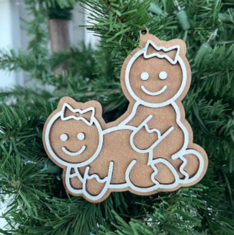 Doggie Style Faux-Gingerbread Naughty Wooden Ornament