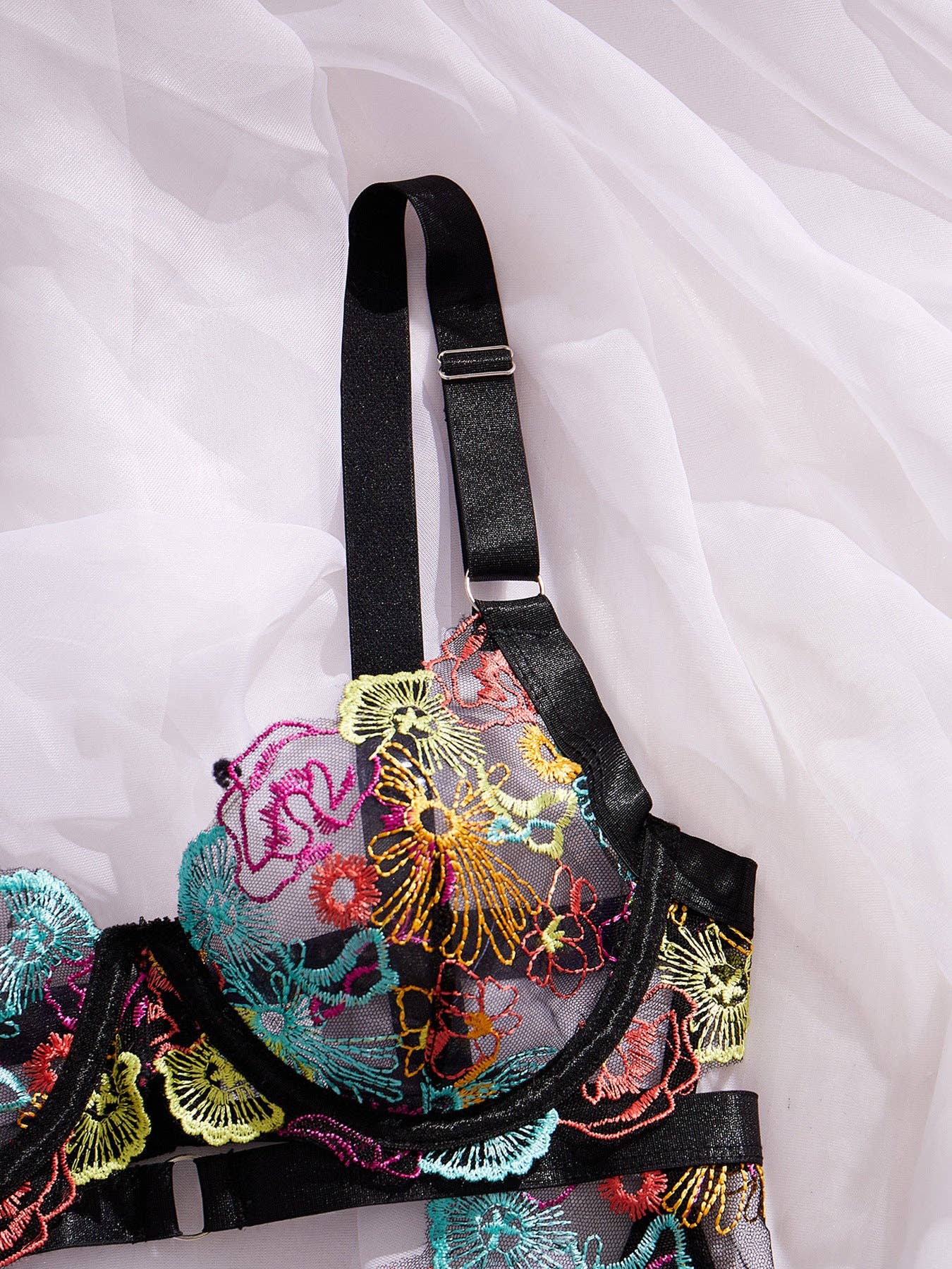 Ladies Rose Embroidery See Through Lingerie Teddy SKLG4038