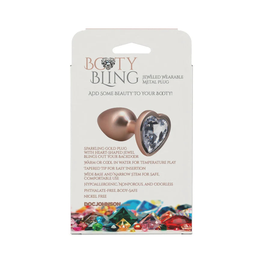 Booty Bling Heart Diamond Jeweled Metal Plug Gold
