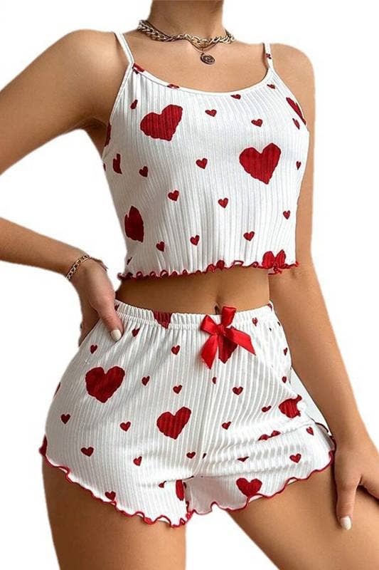 Heart Print cami short pajamas