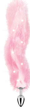 Foxy Tail - Light Up Faux Fur Butt Plug - White Plug - White