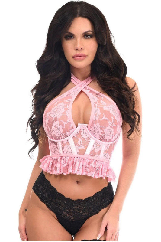 Lavish Lace Underwire Cincher w/Built In Halter Top - Small