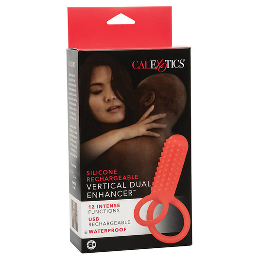 Silicone Rechargeable Vertical Dual Enhancer - Red