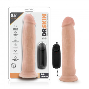 Dr. Skin - Dr. Throb - 9.5 Inch Vibrating Realistic Cock With Suction Cup - Mocha