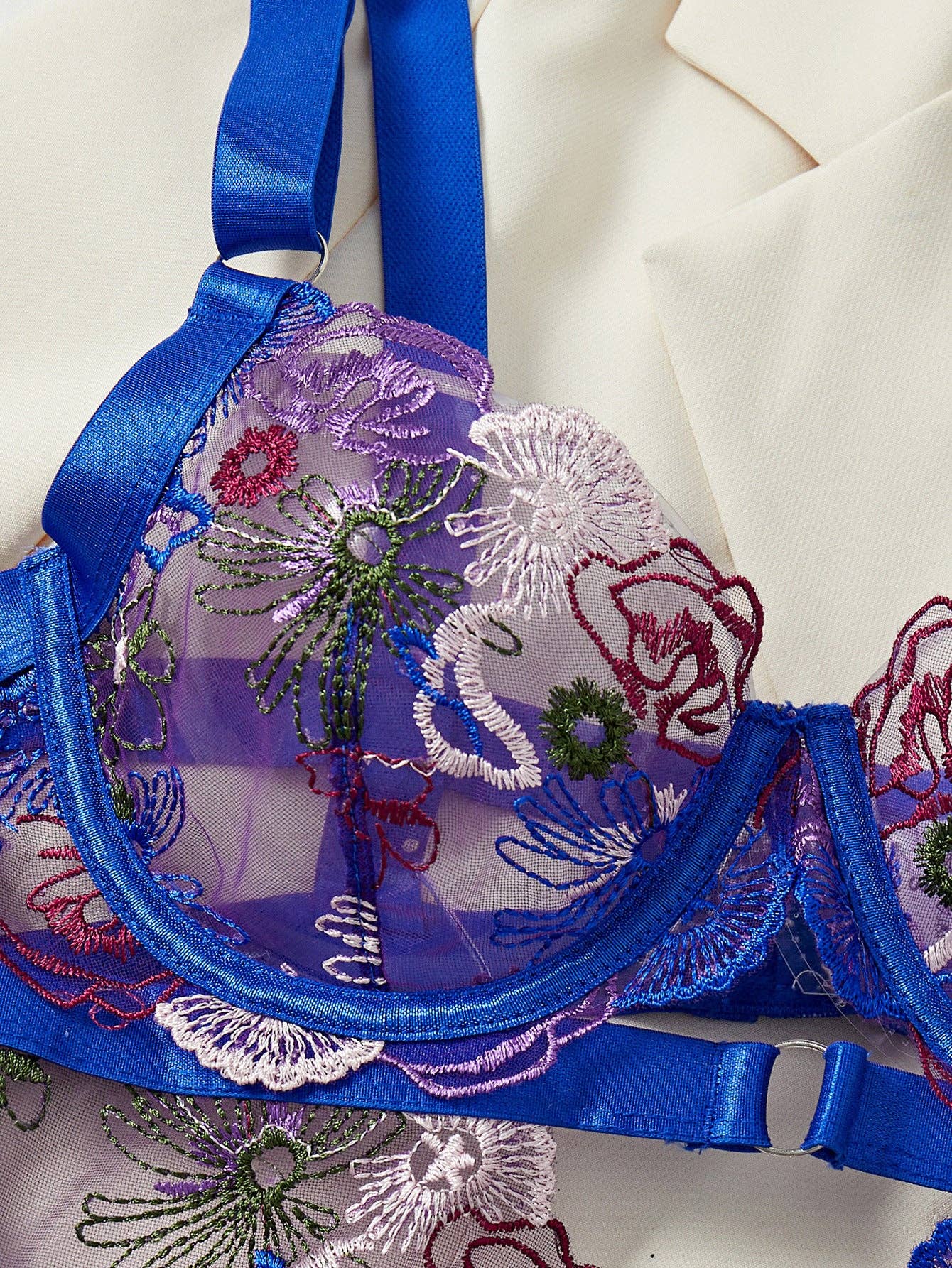 Ladies Rose Embroidery See Through Lingerie Teddy SKLG4038