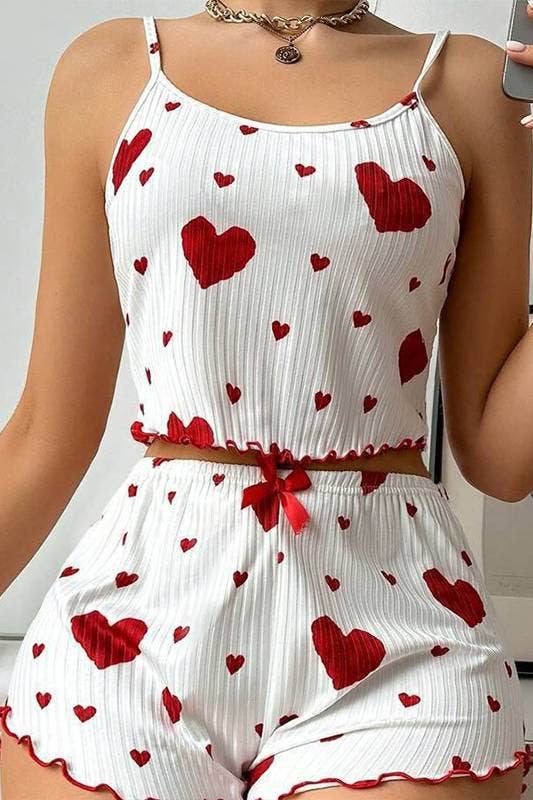 Heart Print cami short pajamas