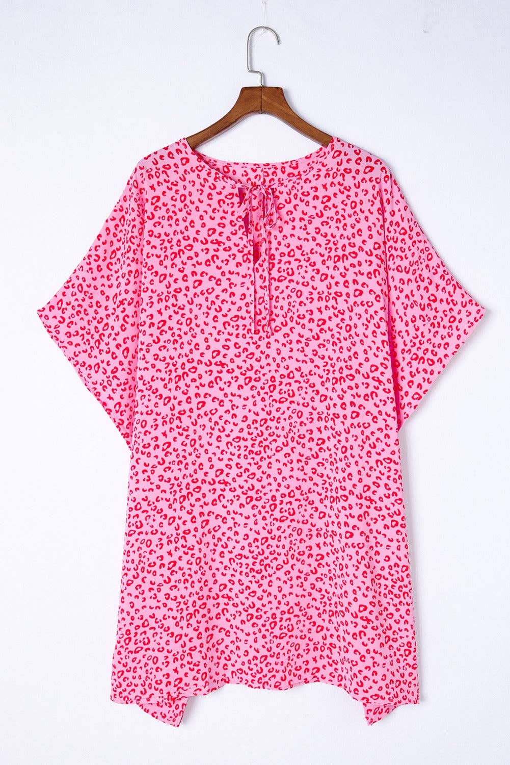 Relaxed Tie Neck Leopard Dress Swimsuit Coverup