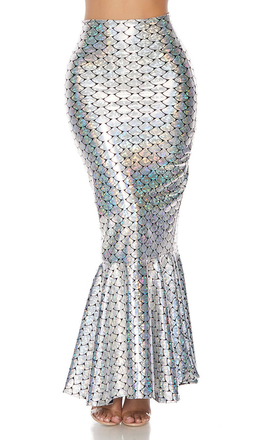 Hologram Mermaid Skirt with Wide Band