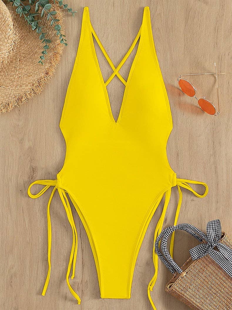 Ladies Solid Color Halter Neck Bikini Set RFD2109