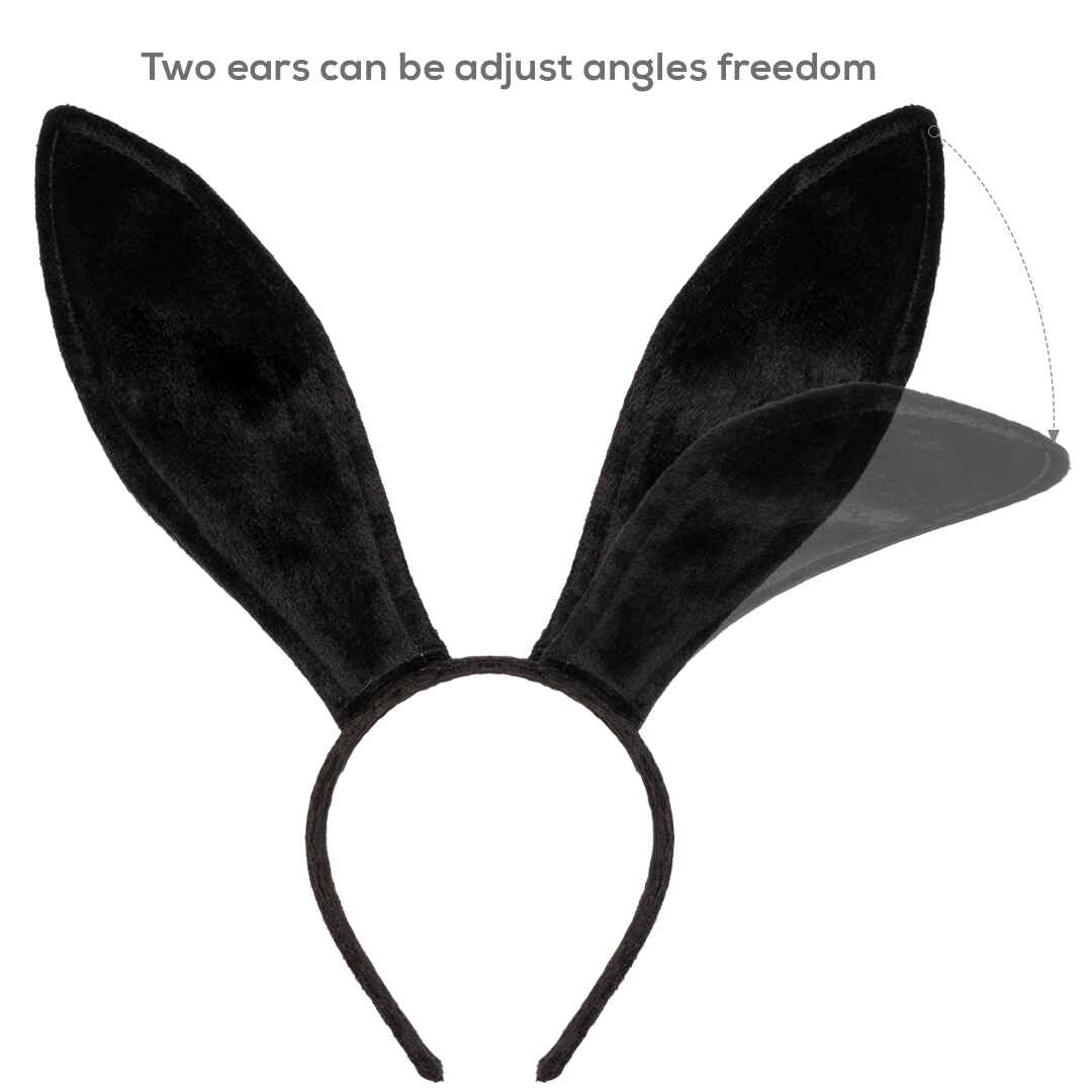 Black Bunny Ears Headband - Velvet Black Rabbit Ears