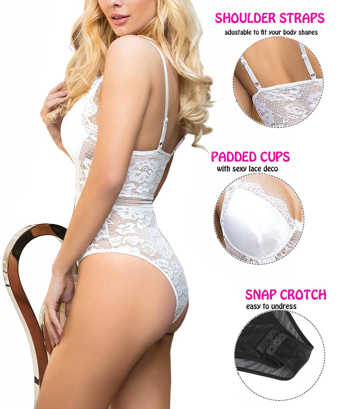 Ladies Sexy Satin Lace Combo Teddy-Bodysuit