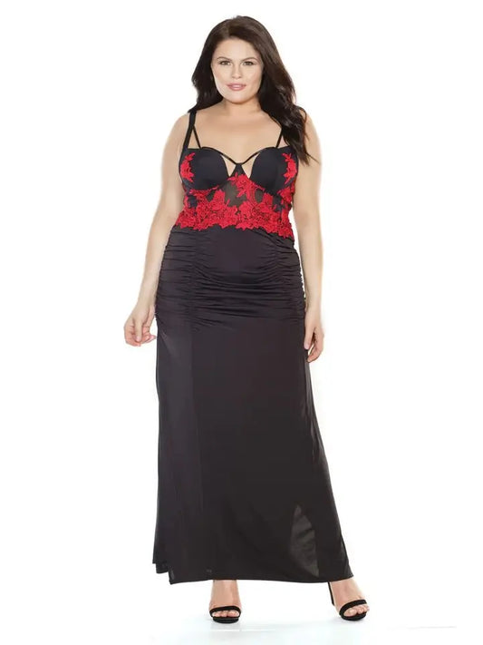 Coquette Sexy Plus Size Embroidered Gown