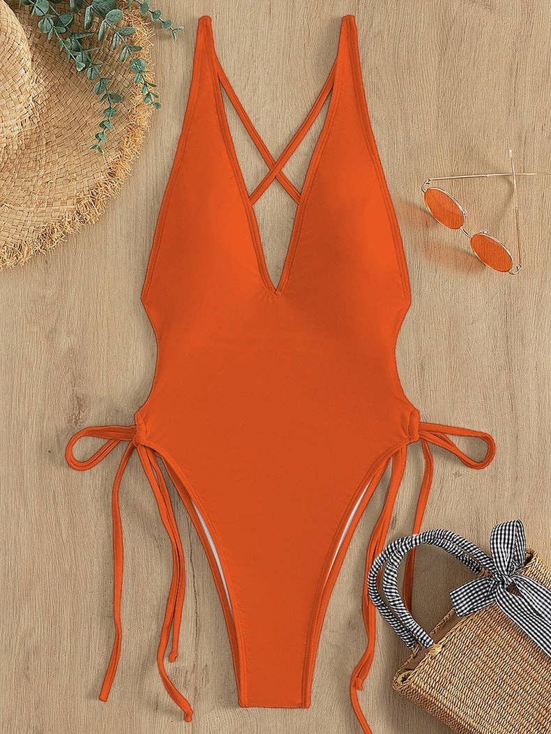 Ladies Solid Color Halter Neck Bikini Set RFD2109